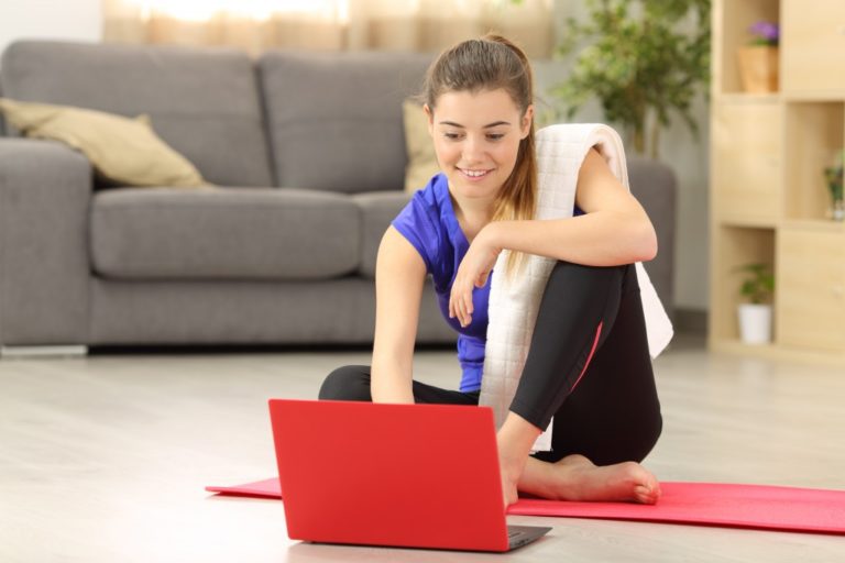 Female working out at home