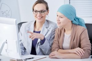 cancer patient talking to doctor