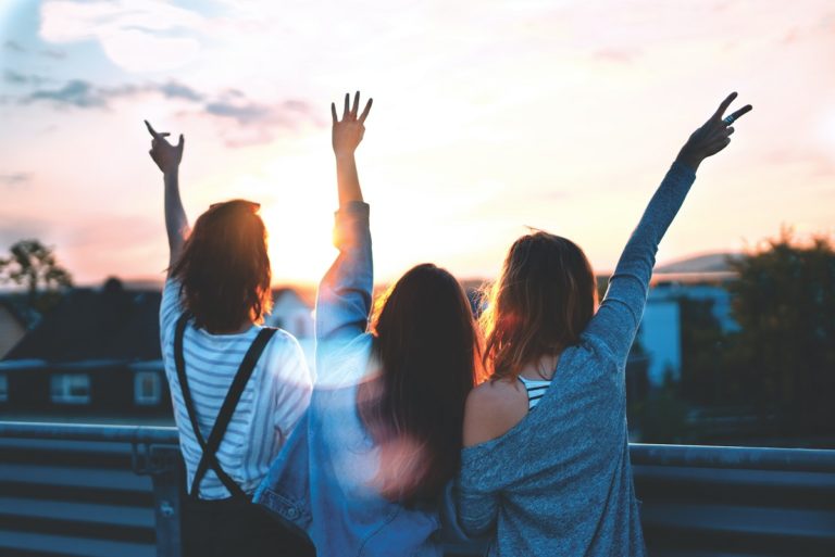 Girls looking at the sky