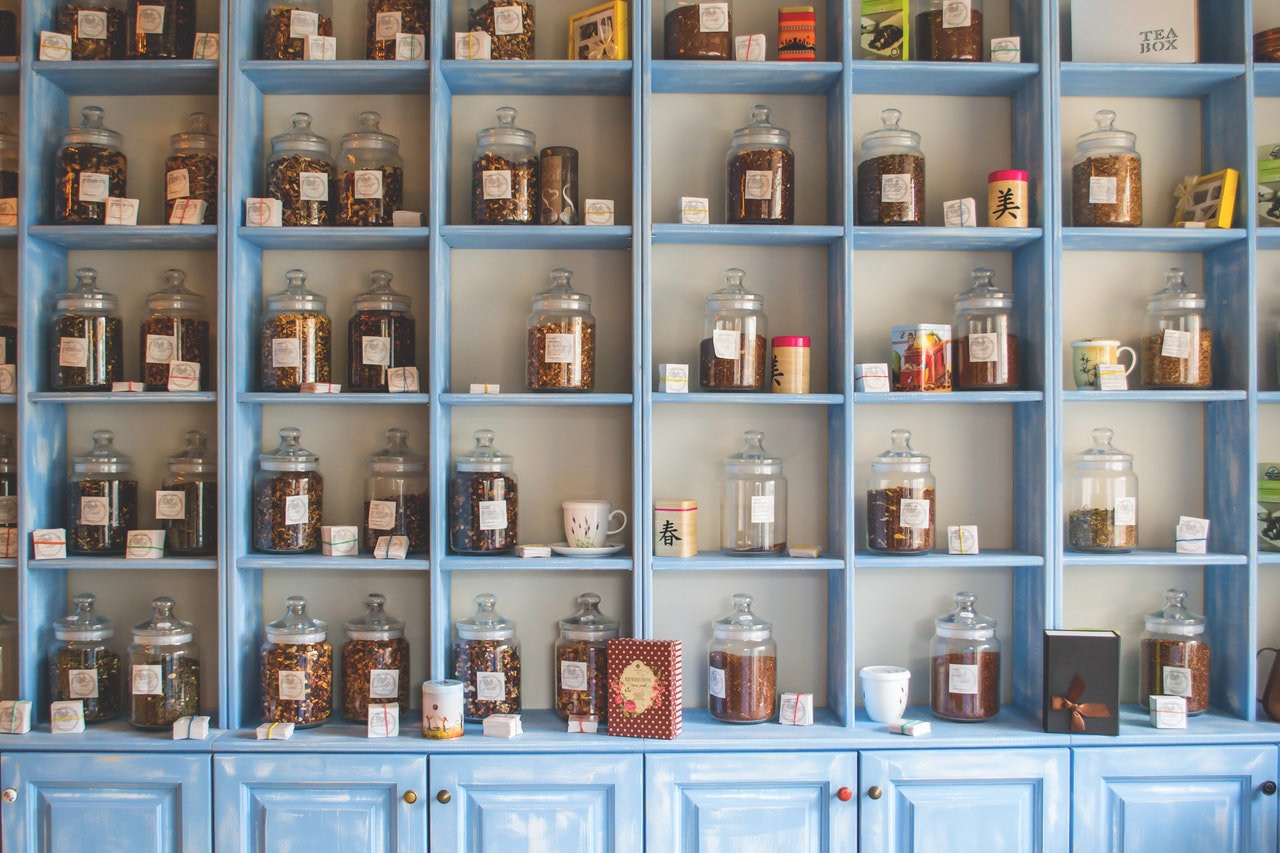 cupboard with herbal medicine