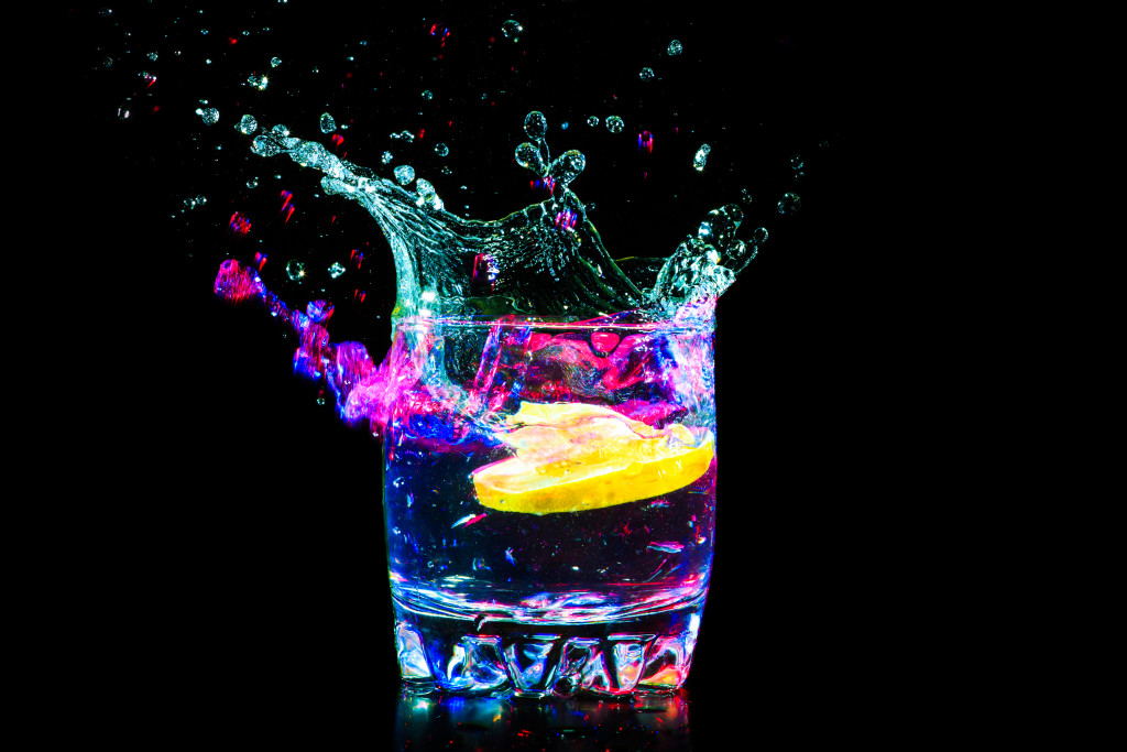 colorful cocktail with lemon